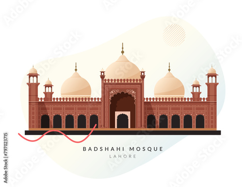 Badshahi Mosque - Lahore - Pakistan - Stock Illustration