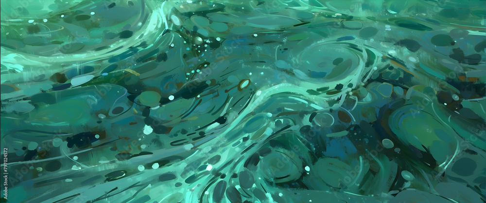 Smoothly blended green and blue hues capture a sense of calm and flow in this serene abstract digital artwork Smoothly blended green and blue hues capture a sense of calm and flow in this serene abstract digital artwork