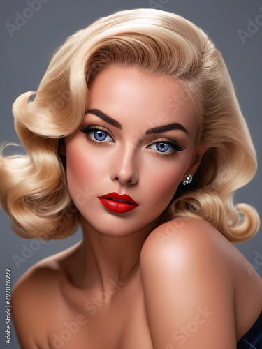 Stunning Pretty Sultry Glamorous Young Female Pin Up Glamour Model Dressed in Modern Pin Up Style Clothing 300PPi High Resolution Image