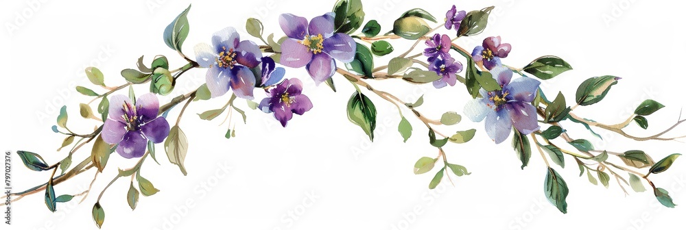 Spring Floral Wreath in Watercolor Style Generative AI