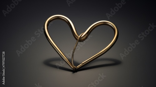 Red heart-shaped paperclip on a dark background symbolizing love and creativity