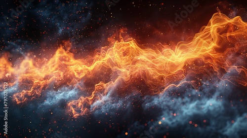 Fiery sound wave visualization on a dark background representing a scream photo
