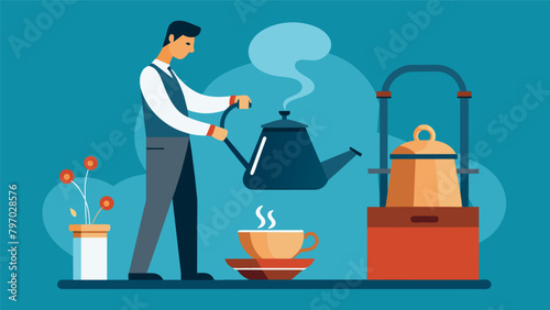 Steam fills the air as a lone brewer stands over a steaming kettle intently adding new ingredients to the mix..