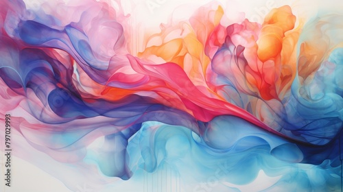 Vibrant swirling watercolors illustrating fluid motion and artistic abstraction © Yusif