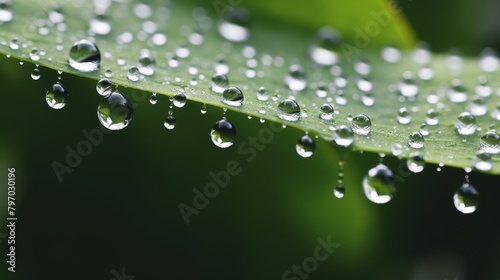 Morning Dew on Green Leaf