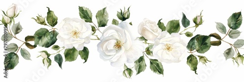 Delicate Floral Wedding Concept on White Background Generative AI © Stefan