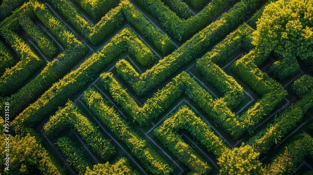Aerial View of a Lush Green Hedge Maze Aerial View of a Lush Green Hedge Maze