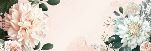 Floral Frame with Sage and Blush Pink Flowers Generative AI