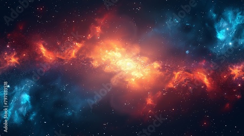 Spectacular outer space view with vibrant nebula and glowing stars