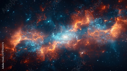 Spectacular outer space view with vibrant nebula and glowing stars