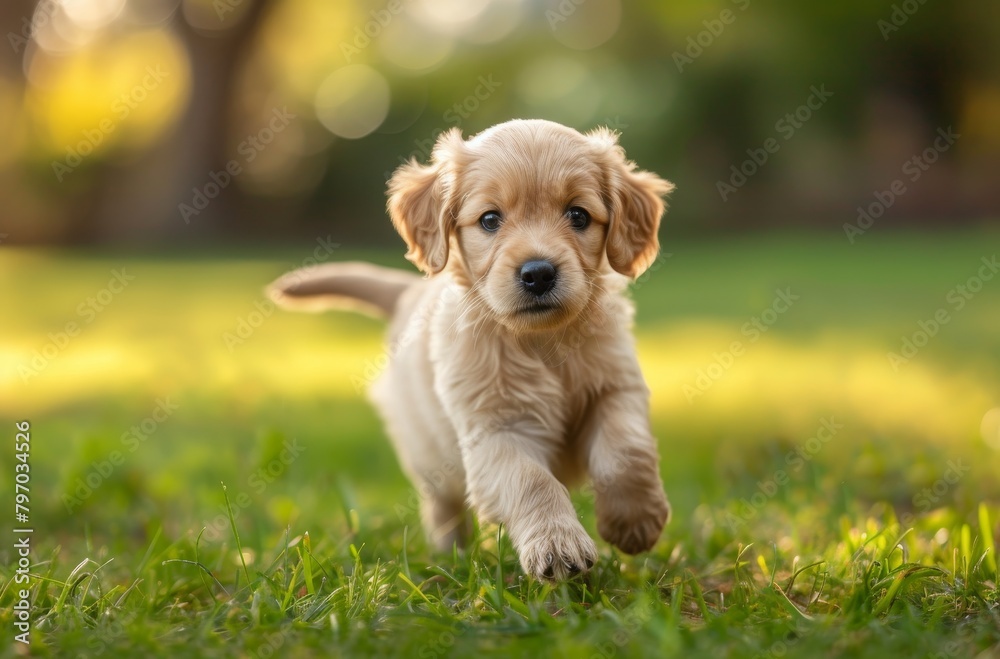 Playful puppy frolicking in a sunny park Playful puppy frolicking in a sunny park