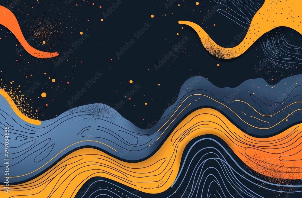 Abstract Colorful Wave Patterns with Particle Accents