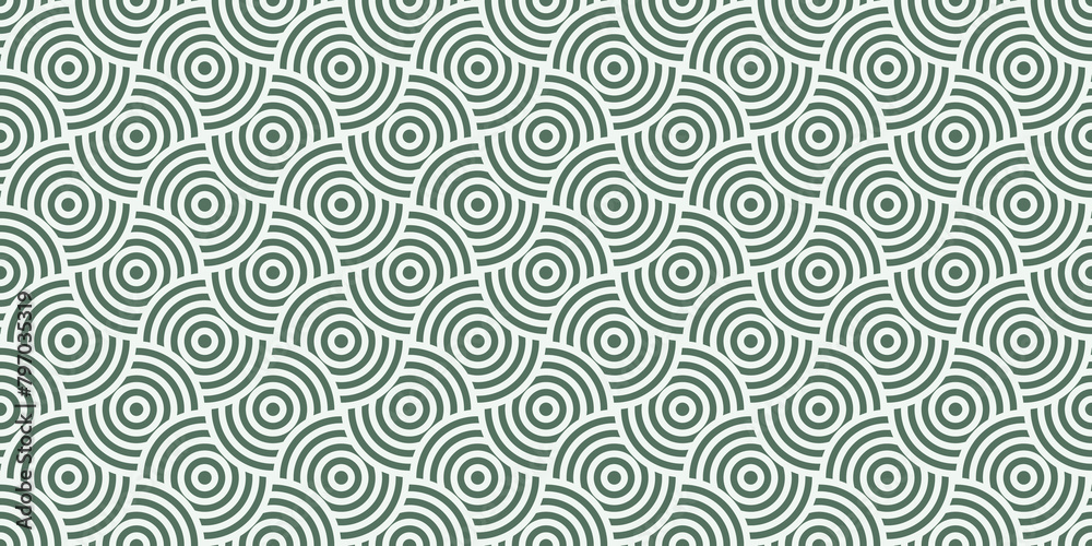 Obraz premium Japanese seamless pattern in oriental geometric traditional style.Circle ornament.Green abstract asian creative motif. Vintage tiger.