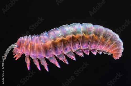Detailed Close-up of a Colorful Marine Isopod