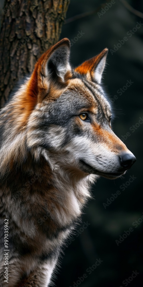 Close-up Portrait of a Majestic Wolf in Natural Setting