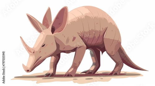 Stylized depiction of a prehistoric aardvark-like animal in a calm  neutral-toned setting