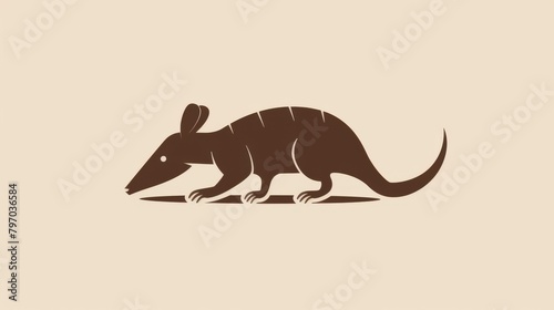 A simple and clean silhouette illustration of a rat, showcasing its long tail and natural pose photo