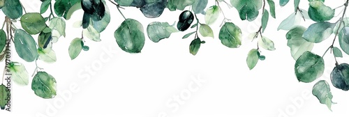 Eucalyptus Leaves Frame on White Background Generative AI