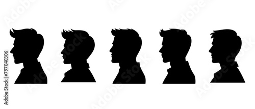 Man side view profile silhouette black filled vector Illustration icon