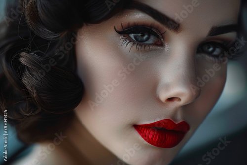 Graceful 50s woman in captivating close-up, epitomizing ageless allure -