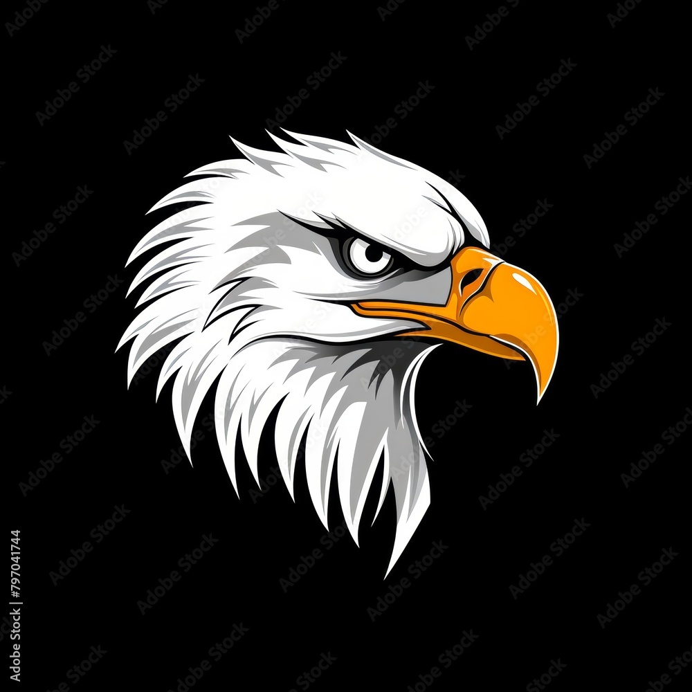 Fototapeta premium Vector clipart illustration portrait of a bald eagle.