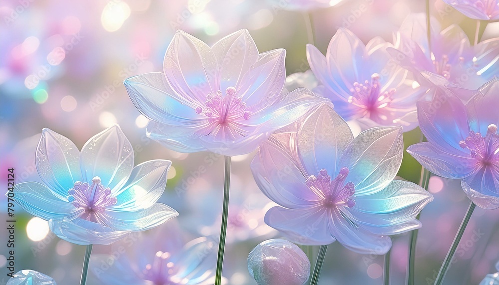 光に透けるガラスの花 光に透けるガラスの花