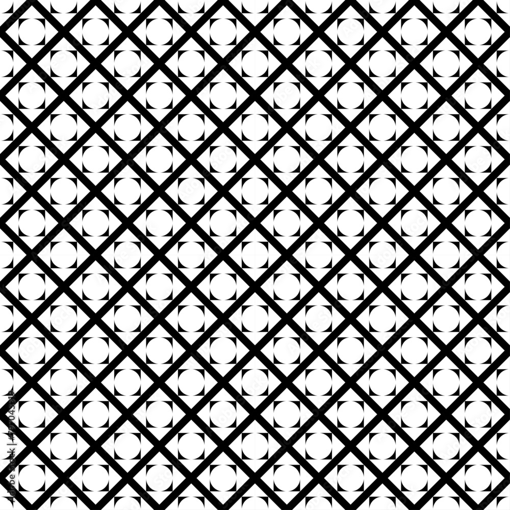 Fototapeta premium Seamless pattern. Digital paper, textile print, abstract backdrop. Triangles, circles ornament. Triangular shapes, rounds wallpaper. Tiles, polygons,figures background