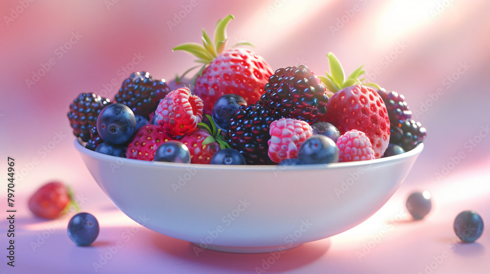 Fresh Berry Delight: Pristine White Bowl Overflowing with Vibrant Mixed Berries Fresh Berry Delight: Pristine White Bowl Overflowing with Vibrant Mixed Berries