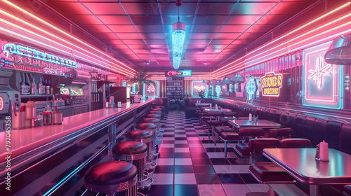 Chrome   Neon Delights  Retro-Futuristic Sci-Fi Diner Experience