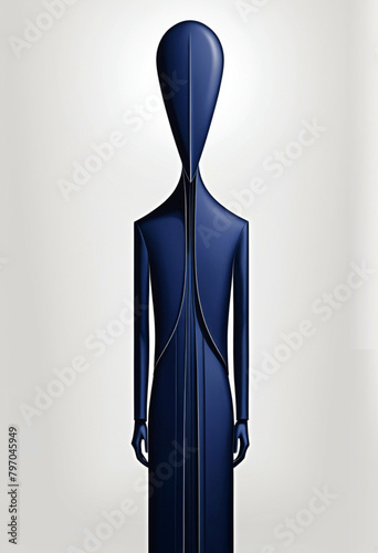 surrealism abstract graphic illustration of a blue colored person, generative ai