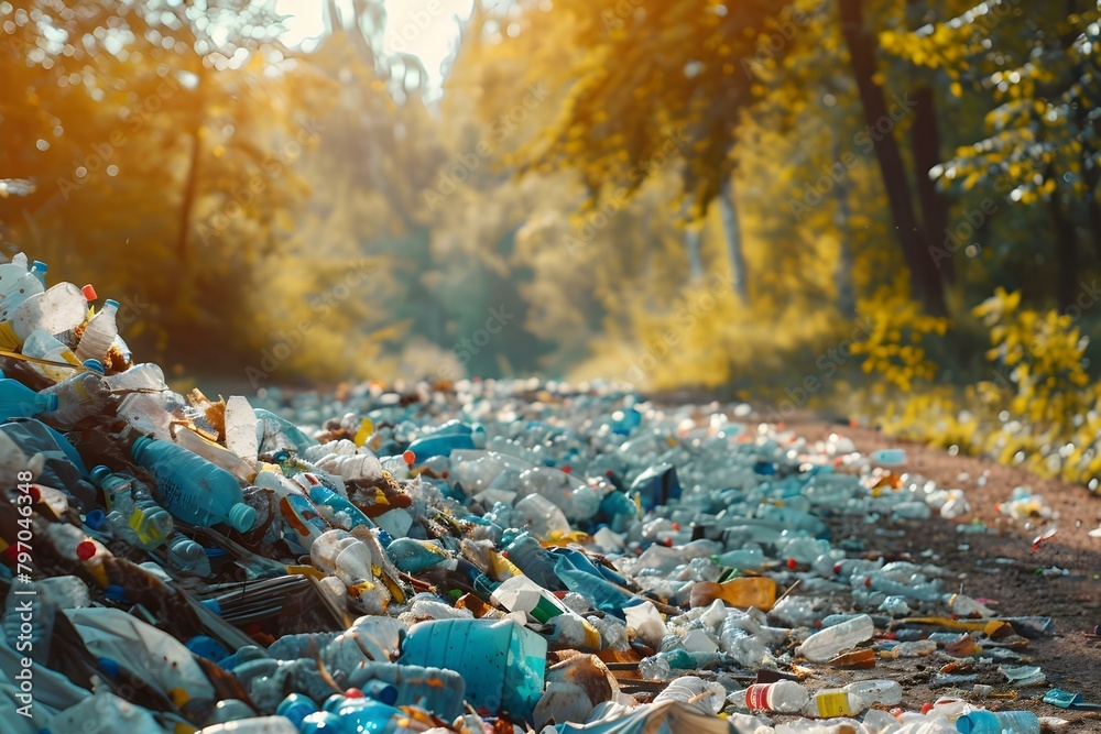 Pile of plastic waste causing environmental harm and pollution. Concept Environmental Pollution, Plastic Waste, Harmful Waste Disposal Pile of plastic waste causing environmental harm and pollution. Concept Environmental Pollution, Plastic Waste, Harmful Waste Disposal