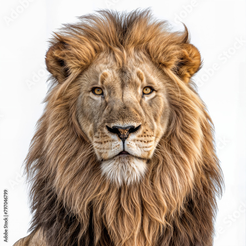 A lion on white background