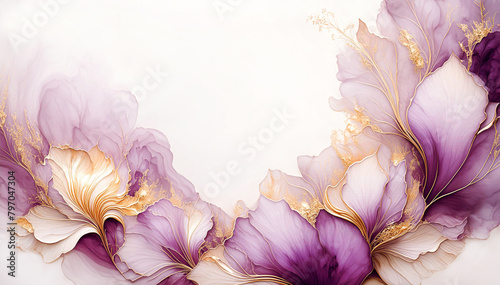 Papier peint floral  fleurs abstraites roses et violettes. Fond floral  espace vide  invitation