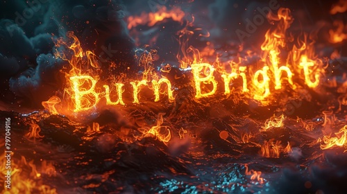 Stunning flaming text reading 'Burn Bright' against a dramatic backdrop