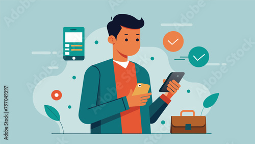 A man scrolling through his phone on his daily commute using a budgeting app to make adjustments to his budget based on his recent credit card