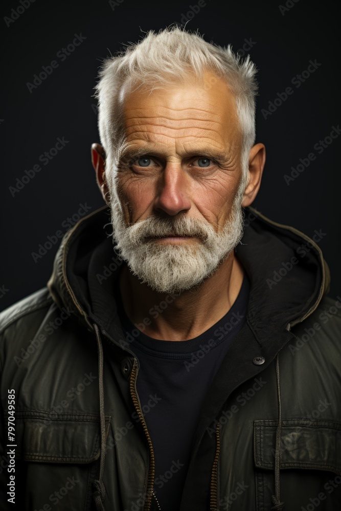 Portrait of a serious senior man with a white beard Portrait of a serious senior man with a white beard