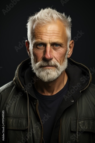 Portrait of a serious senior man with a white beard