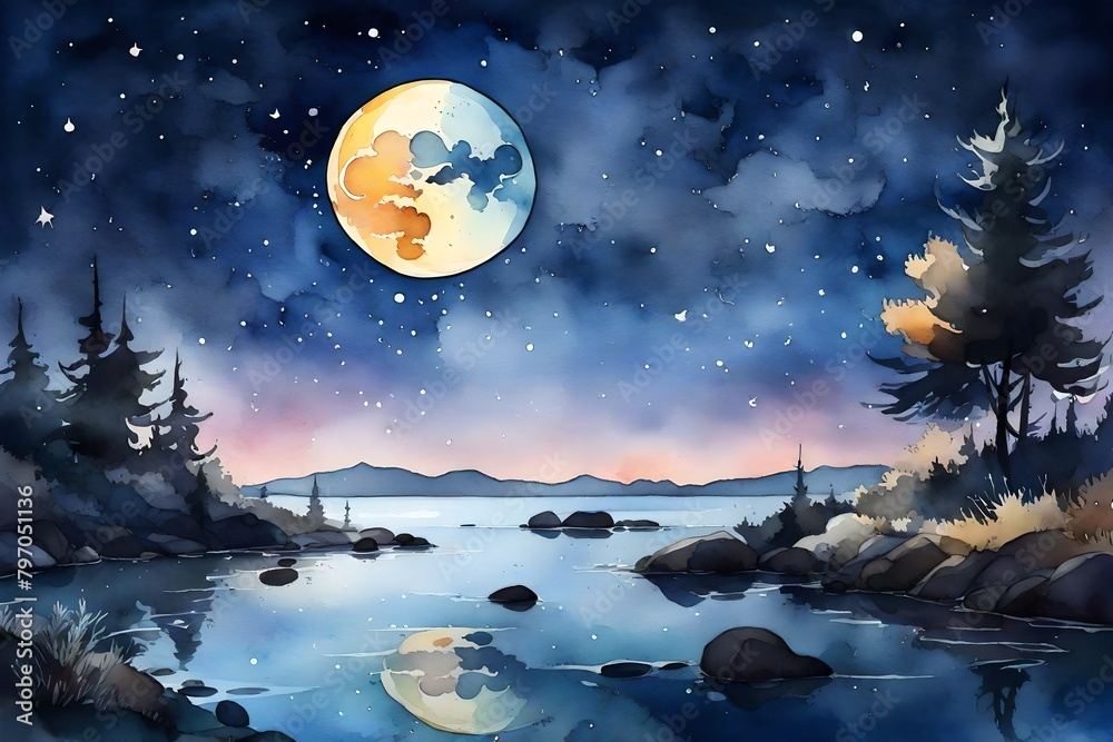 Naklejka premium christmas night scene