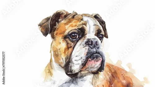 Portrait of bull dog. Vector illustration.