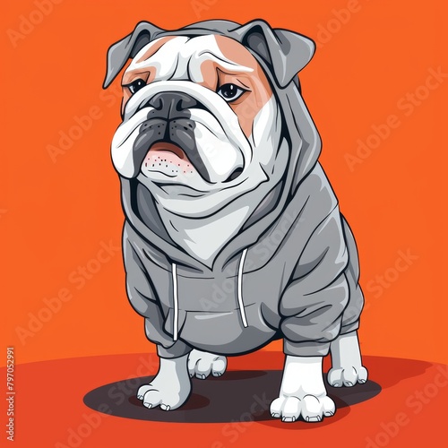 Funny portrait of bull dog. Vector illustration.