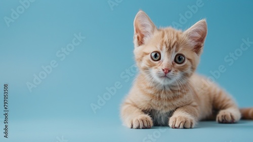 Cute cat playing over plain background © Joyce