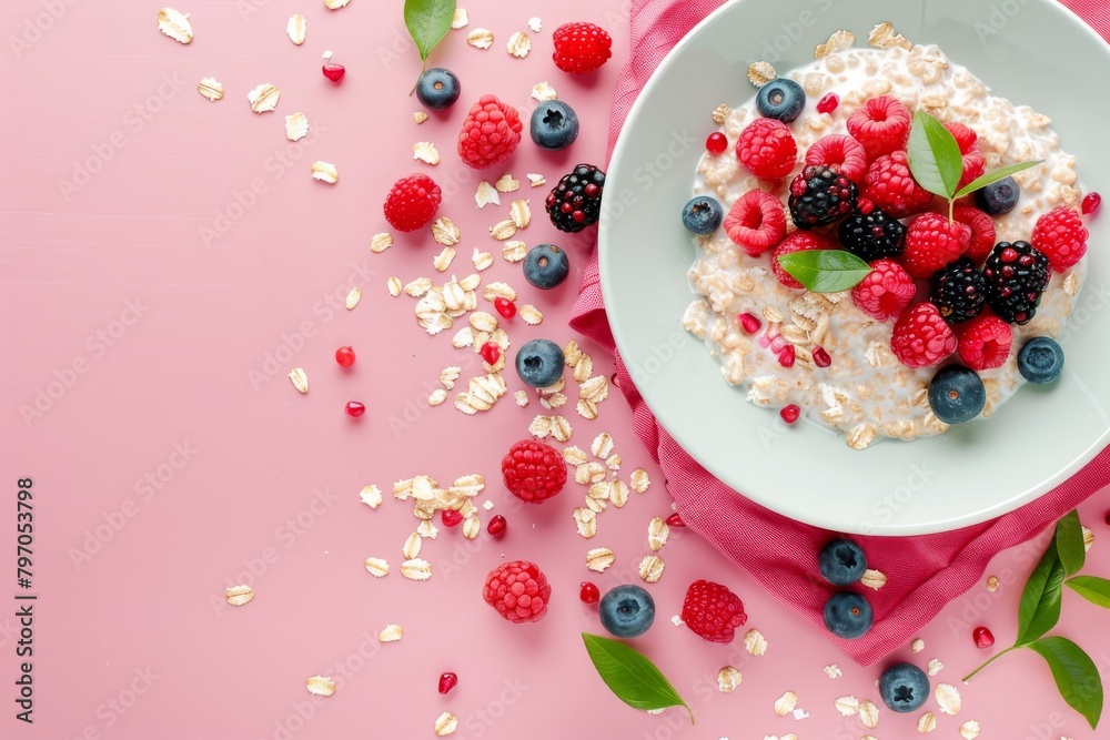 Porridge in a low bowl provides a vibrant morning meal nutrition choice, integrating sugar-conscious cereal choices that enrich nutritious morning breakfast options. Porridge in a low bowl provides a vibrant morning meal nutrition choice, integrating sugar-conscious cereal choices that enrich nutritious morning breakfast options.