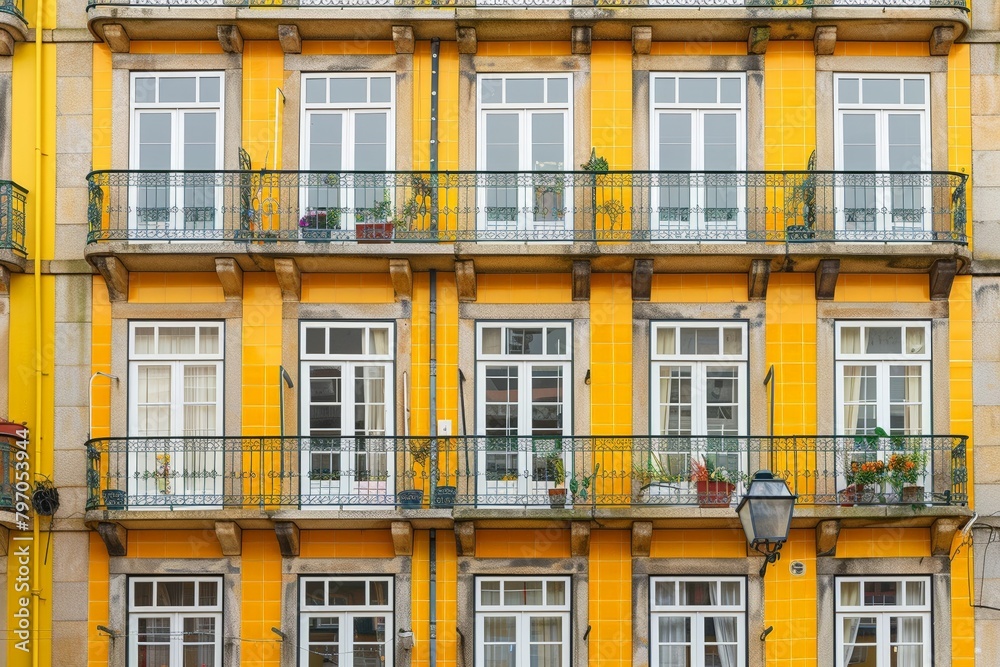Casa do Passadico Building Windows With Balcony In Braga, Portugal. - static. Beautiful simple AI generated image in 4K, unique.