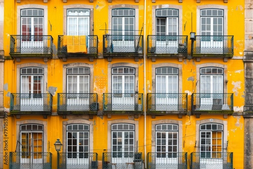 Colorful facades in Porto - Portugal . Beautiful simple AI generated image in 4K, unique.