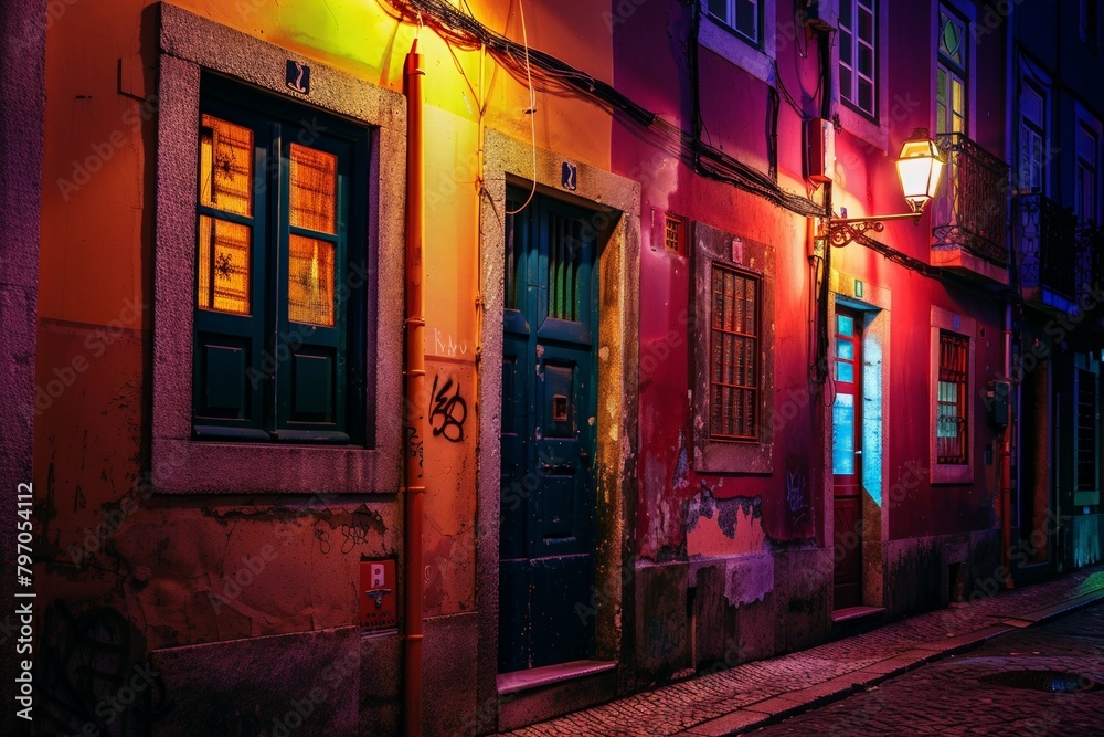 Colorful facades in Porto - Portugal . Beautiful simple AI generated image in 4K, unique.