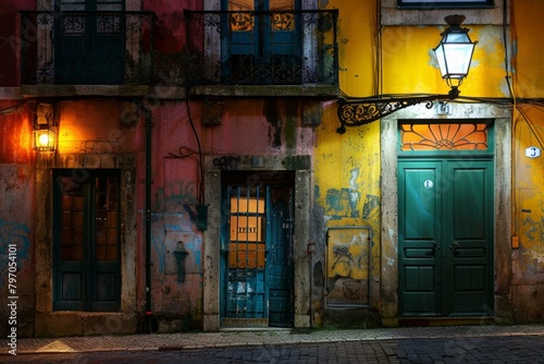 Colorful facades in Porto - Portugal . Beautiful simple AI generated image in 4K  unique.