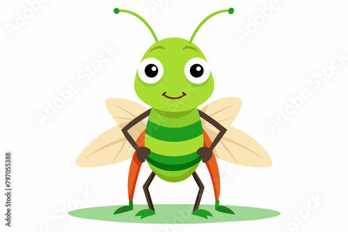 cricket insect cartoon vector illustration