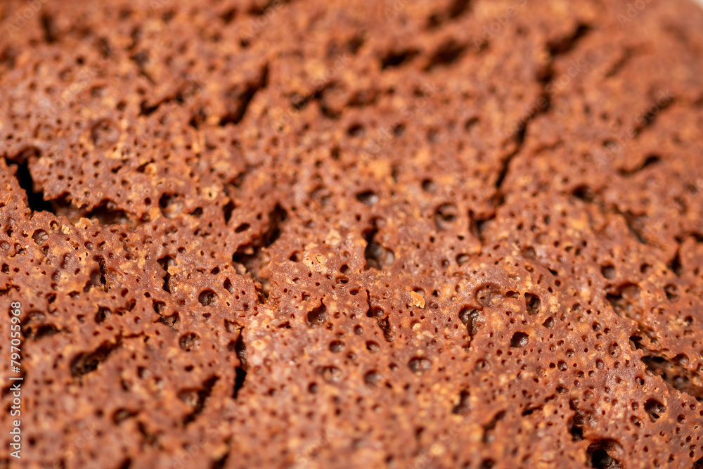 brownie cookie structure background, close-up of a brownie cookie