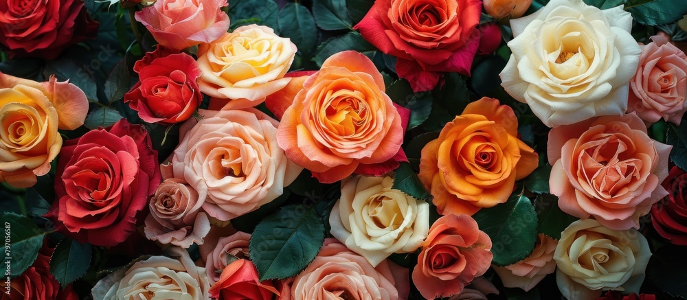 Fototapeta premium Colorful Roses Arranged on Table