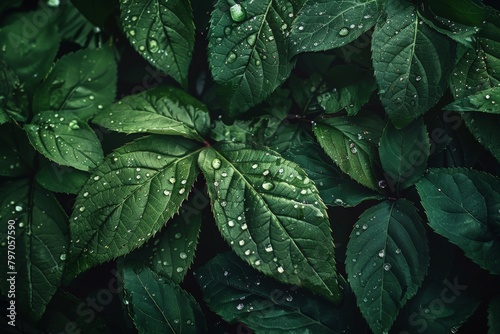 tropical leaves on a dark background - Generative AI. Beautiful simple AI generated image in 4K  unique.